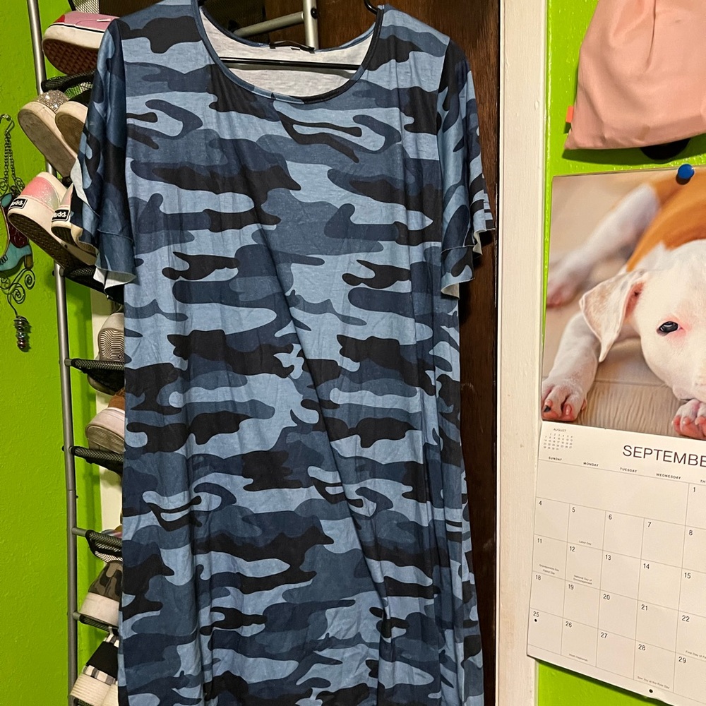 XL Blue Camo Sleep Shirt